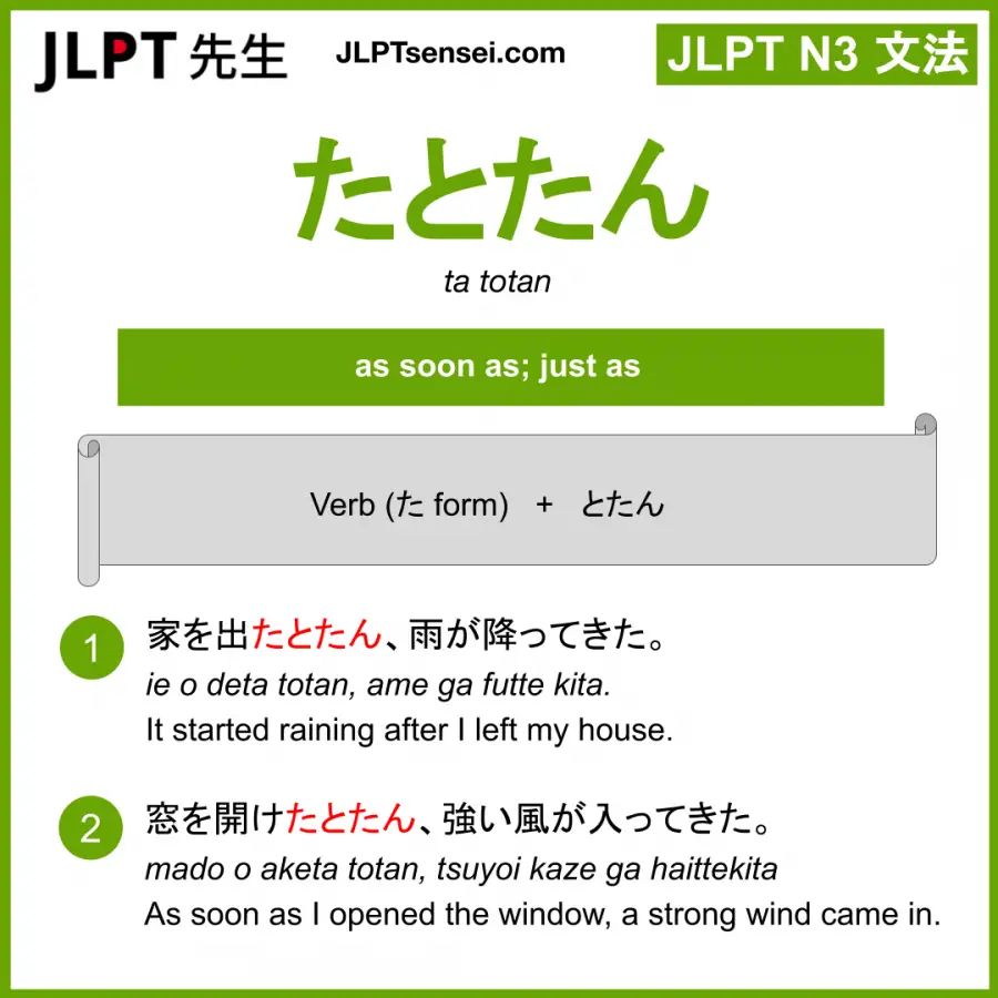 Jlpt N3 Grammar とたん Totan Learn Japanese Jlpt Sensei