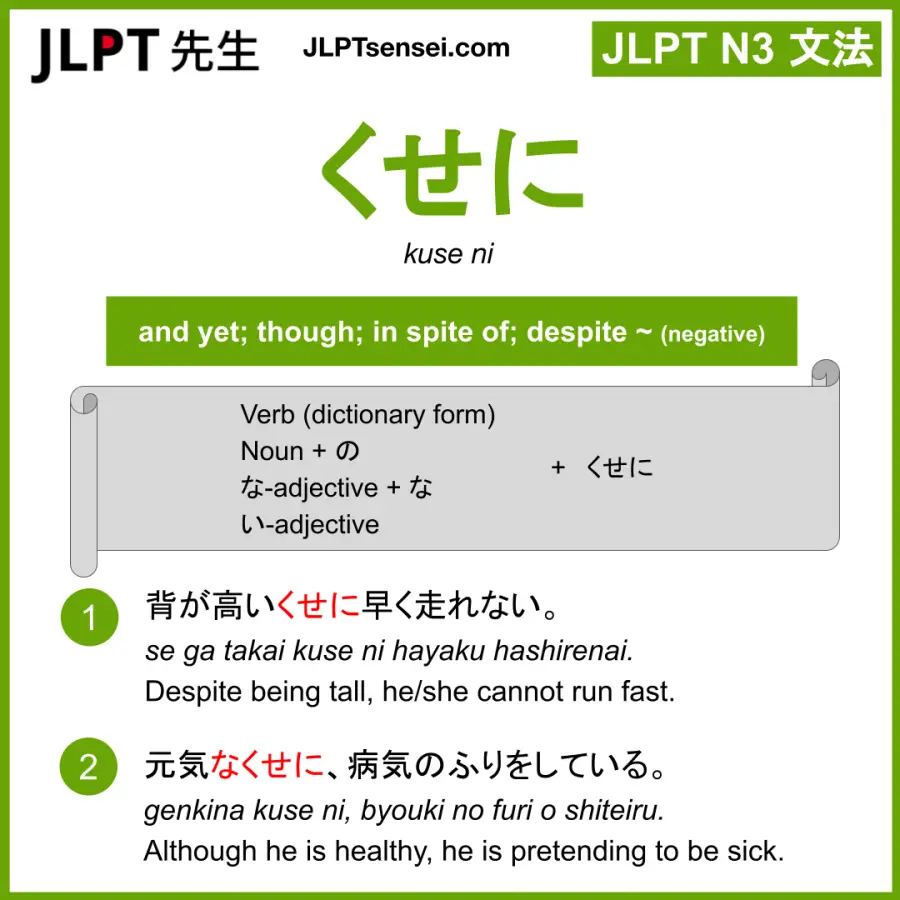 Jlpt N3 Grammar くせに Kuse Ni Meaning Jlptsensei Com