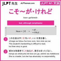 koso~ga~kedo こそ～が～けど jlpt n1 grammar meaning 文法 例文 learn japanese flashcards