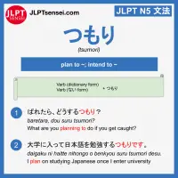 tsumori つもり jlpt n5 jlpt n5 grammar meaning 文法 例文 learn japanese flashcards