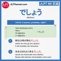 deshou でしょう jlpt n5 grammar meaning 文法例文 learn japanese flashcards