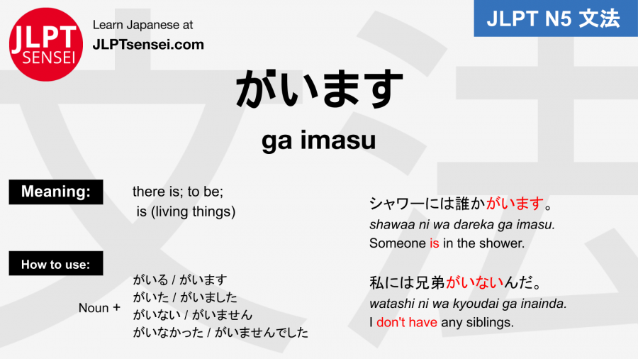 N5 Grammar がいる Ga Iru Learn Japanese Jlpt Sensei