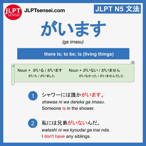 N5 Grammar がいる Ga Iru Learn Japanese Jlpt Sensei