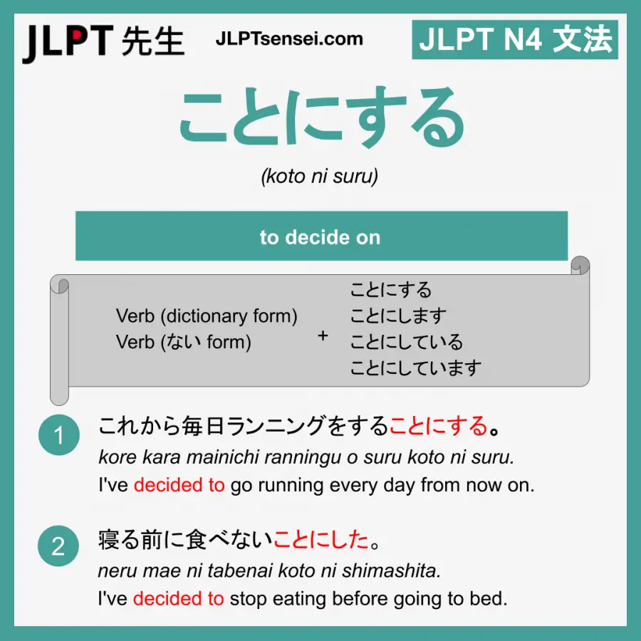 N3 Grammar ことにする Koto Ni Suru Learn Japanese Jlpt Sensei