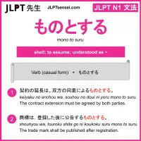 mono to suru ものとする jlpt n1 grammar meaning 文法 例文 learn japanese flashcards