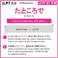 ta tokoro de たところで jlpt n1 grammar meaning 文法 例文 learn japanese flashcards