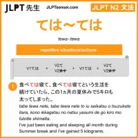 tewa~tewa ては ～ては jlpt n2 grammar meaning 文法 例文 learn japanese flashcards