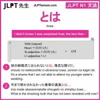 towa とは jlpt n1 grammar meaning 文法 例文 learn japanese flashcards