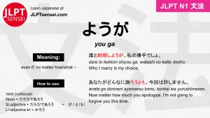you ga ようが jlpt n1 grammar meaning 文法 例文 japanese flashcards