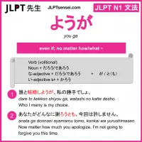 you ga ようが jlpt n1 grammar meaning 文法 例文 learn japanese flashcards