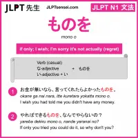 mono o ものを jlpt n1 grammar meaning 文法 例文 learn japanese flashcards