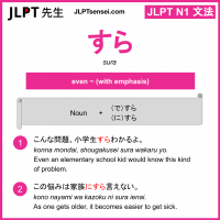 sura すら jlpt n1 grammar meaning 文法 例文 learn japanese flashcards
