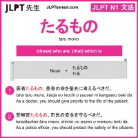 taru mono たるもの jlpt n1 grammar meaning 文法 例文 learn japanese flashcards