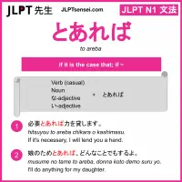 to areba とあれば jlpt n1 grammar meaning 文法 例文 learn japanese flashcards