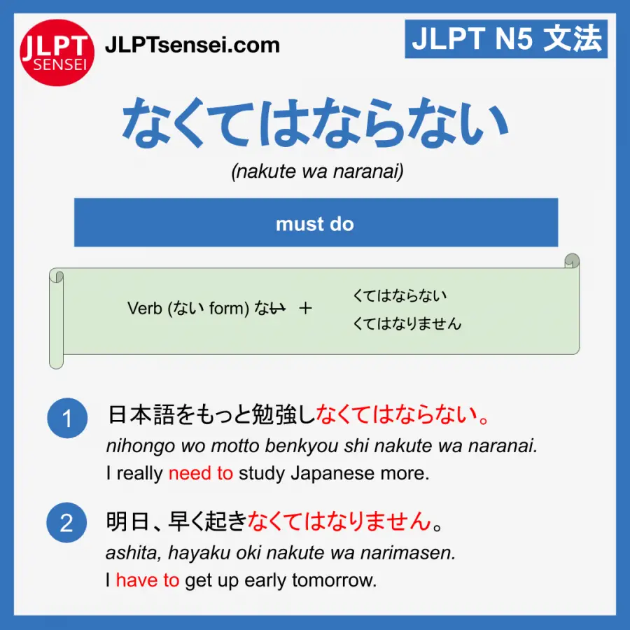 Jlpt N5 Grammar なくてはならない Nakute Wa Naranai Meaning Jlptsensei Com