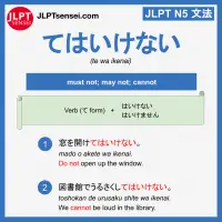 te wa ikenai てはいけない jlpt n5 grammar meaning 文法 例文 learn japanese flashcards