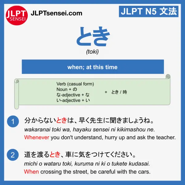JLPT N5 Grammar: とき (toki) Meaning – JLPTsensei.com