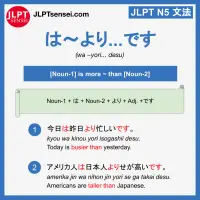 wa yori desu は～より です jlpt n5 jlpt n5 grammar meaning 文法 例文 learn japanese flashcards
