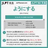 JLPT N4 Grammar: ようにする (you ni suru) Meaning – JLPTsensei.com