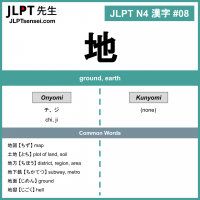 JLPT N4 Kanji: 地 (chi, ji) ground, earth – JLPTsensei.com