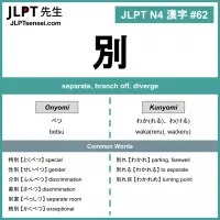 JLPT N4 Kanji: 別 (betsu, wakeru) separate – JLPTsensei.com