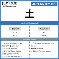 JLPT N5 Kanji: 土 (do, tsuchi) ground – JLPTsensei.com
