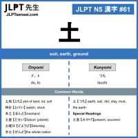 61 土 kanji meaning - JLPT N5 Kanji Flashcard