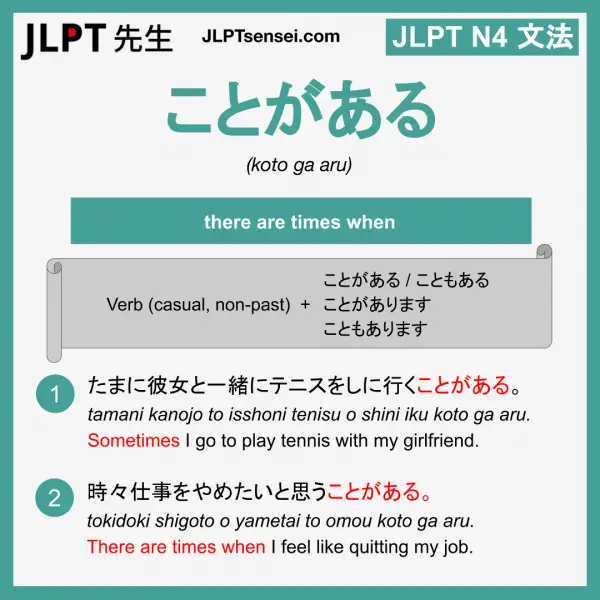 JLPT N4 Grammar: ことがある (koto ga aru) Meaning – JLPTsensei.com