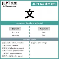 051 文 kanji meaning - JLPT N4 Kanji Flashcard