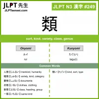 249 類 kanji meaning JLPT N3 Kanji Flashcard