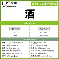 322 酒 kanji meaning JLPT N3 Kanji Flashcard