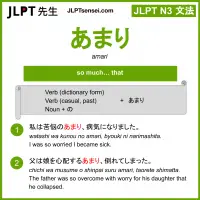 amari あまり jlpt n3 grammar meaning 文法 例文 learn japanese flashcards