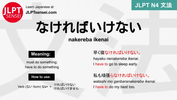 Jlpt N4 Grammar なければいけない Nakereba Ikenai Meaning Jlptsensei Com