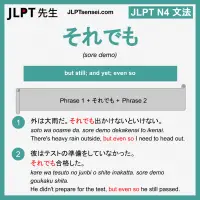 sore demo それでも それでも jlpt n4 grammar meaning 文法 例文 learn japanese flashcards