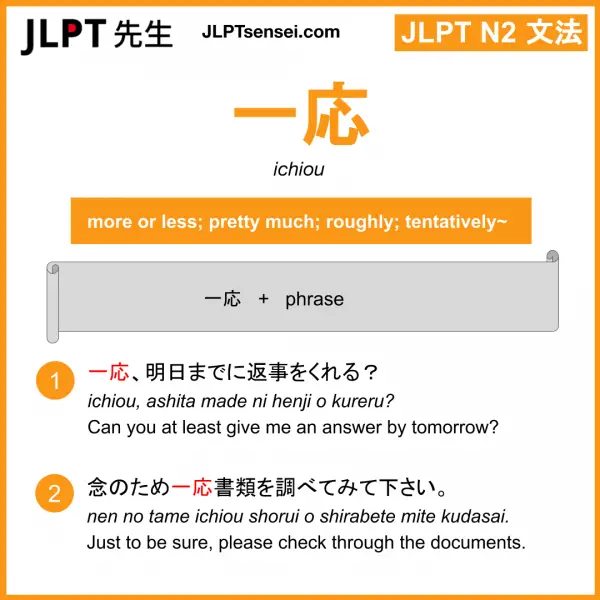 JLPT N2 Grammar: 一応 (ichiou) Meaning – JLPTsensei.com