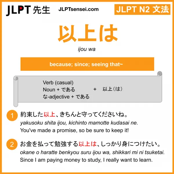 JLPT N2 Grammar: 以上は (ijou wa) Meaning – JLPTsensei.com