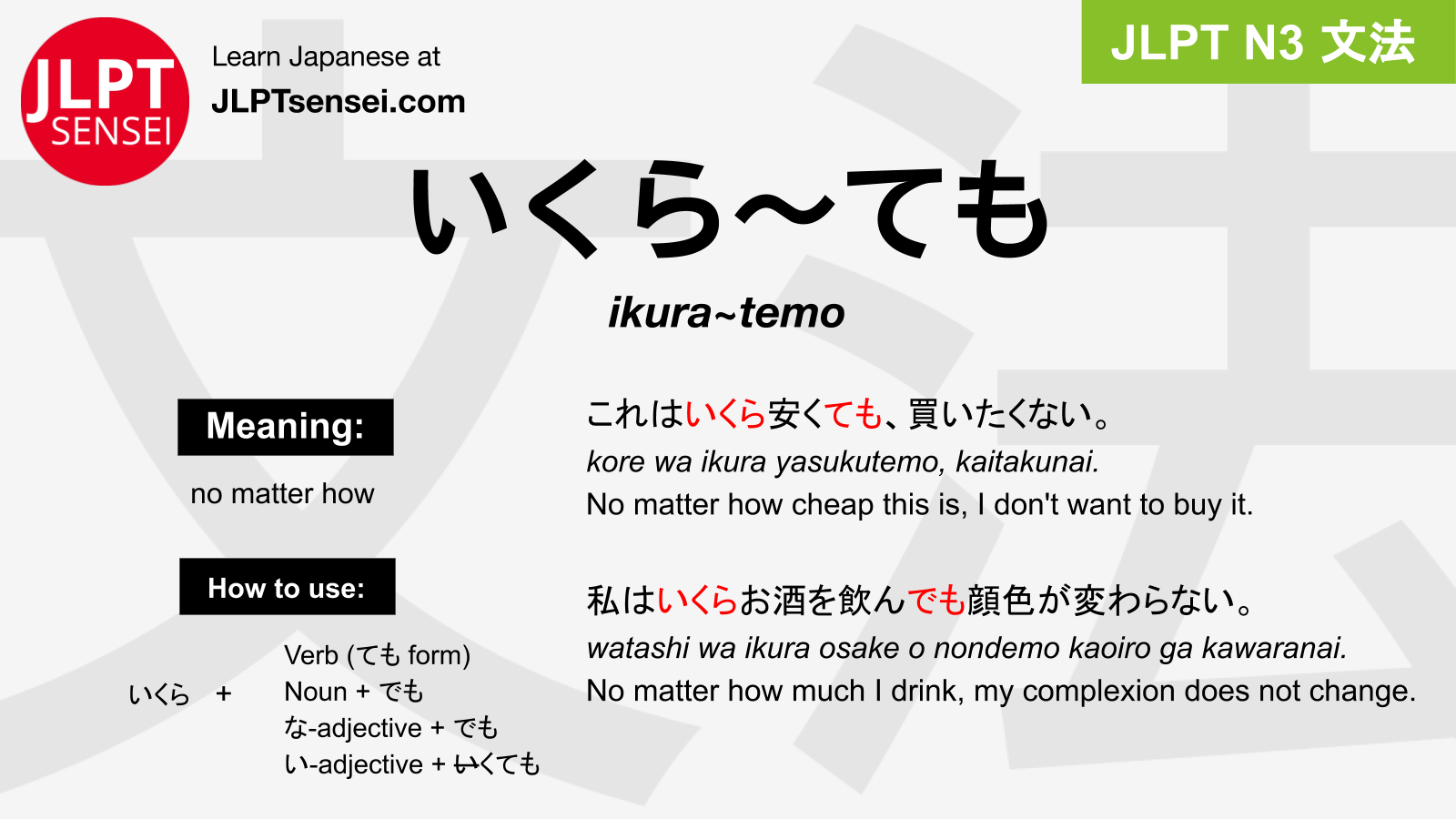 Jlpt N3 Grammar いくら ても Ikura Temo Meaning Jlptsensei Com