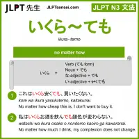 ikura~temo いくら～ても jlpt n3 grammar meaning 文法 例文 learn japanese flashcards