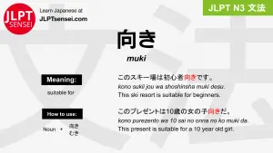 muki 向き むき jlpt n3 grammar meaning 文法 例文 japanese flashcards