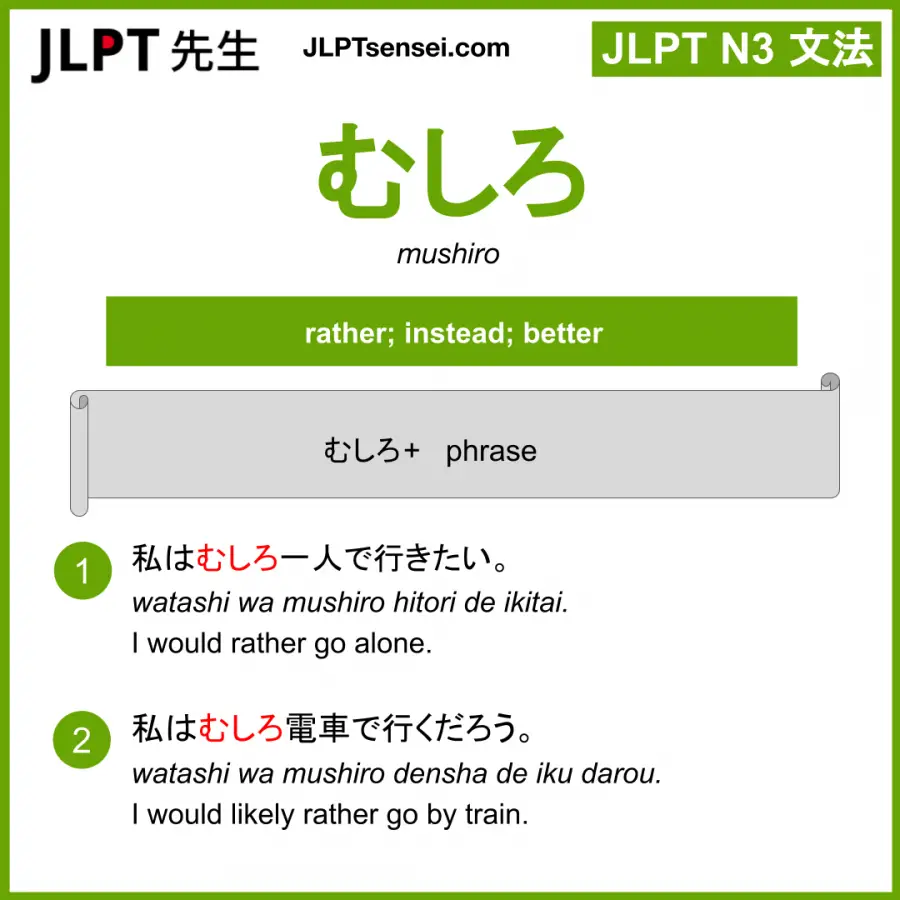 Jlpt N3 Grammar むしろ Mushiro Meaning Jlptsensei Com