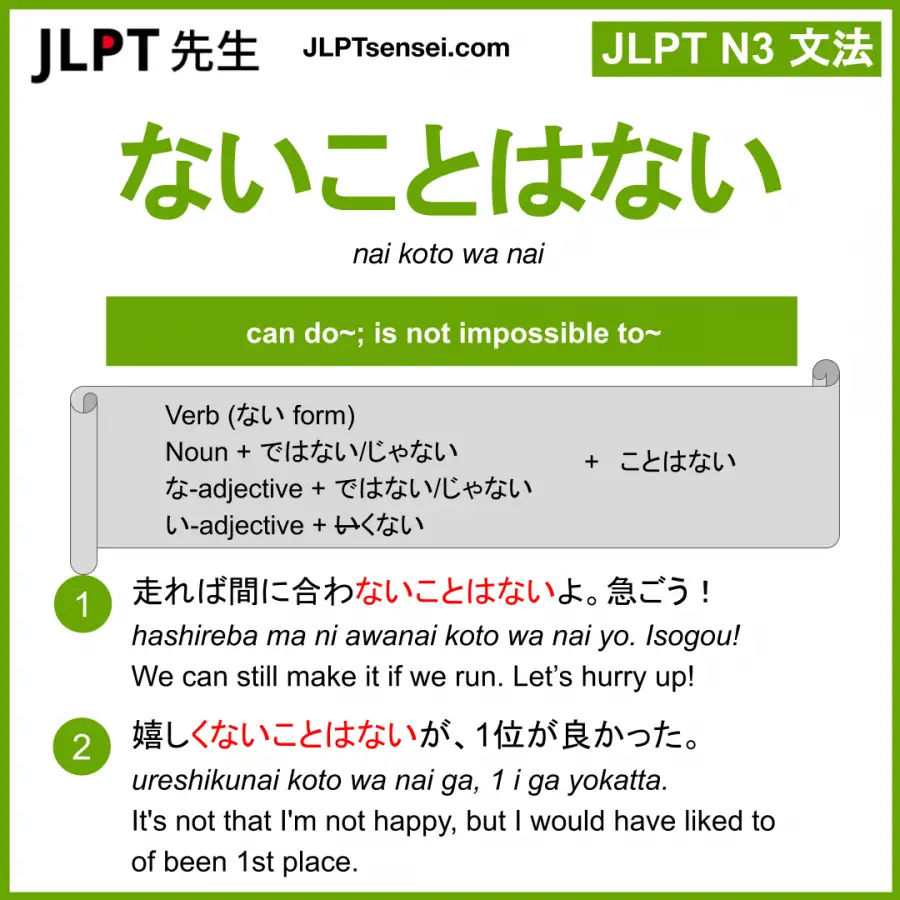 Jlpt N3 Grammar ないことはない Nai Koto Wa Nai Meaning Jlptsensei Com