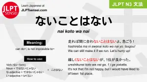 nai koto wa nai ないことはない jlpt n3 grammar meaning 文法 例文 japanese flashcards