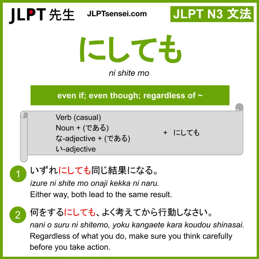 Jlpt N3 Grammar にしても Ni Shite Mo Meaning Jlptsensei Com