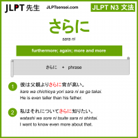sara ni さらに jlpt n3 grammar meaning 文法 例文 learn japanese flashcards