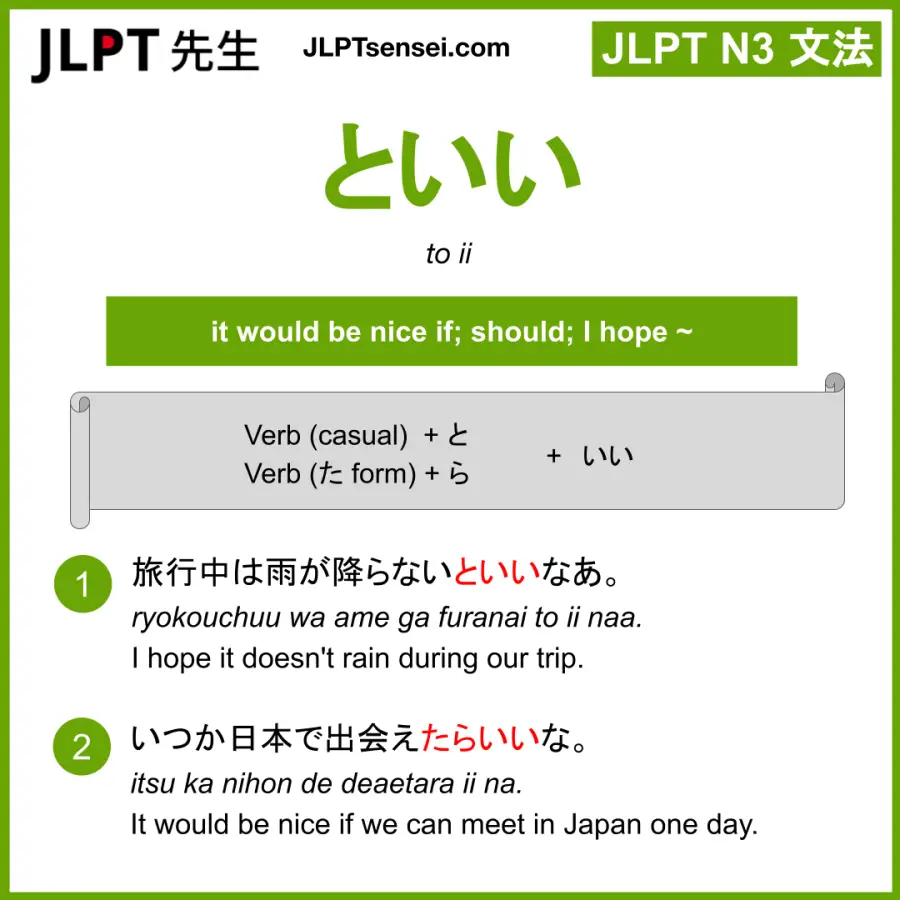 Jlpt N3 Grammar といい たらいい To Ii Tara Ii Meaning Jlptsensei Com