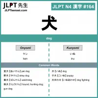 164 犬 kanji meaning - JLPT N4 Kanji Flashcard