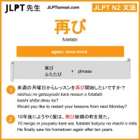 futatabi 再び ふたたび jlpt n2 grammar meaning 文法 例文 learn japanese flashcards