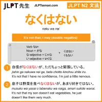 naku wa nai なくはない jlpt n2 grammar meaning 文法 例文 learn japanese flashcards