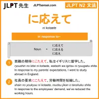 ni kotaete に応えて にこたえて jlpt n2 grammar meaning 文法 例文 learn japanese flashcards