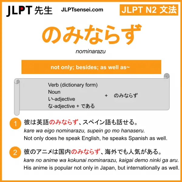 Jlpt N2 Grammar のみならず Nominarazu Meaning Jlptsensei Com